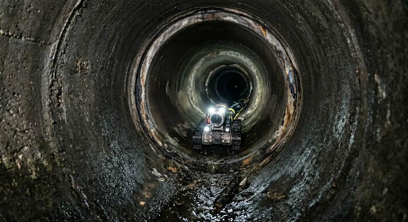 Robotic sewer camera inspecting pipe interior for Sewer Line Cleaning in Winston-Salem